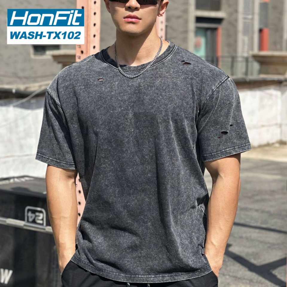 Mens Distressed Washed 100%cotton T Shirt WASH-TX102 print logo 25