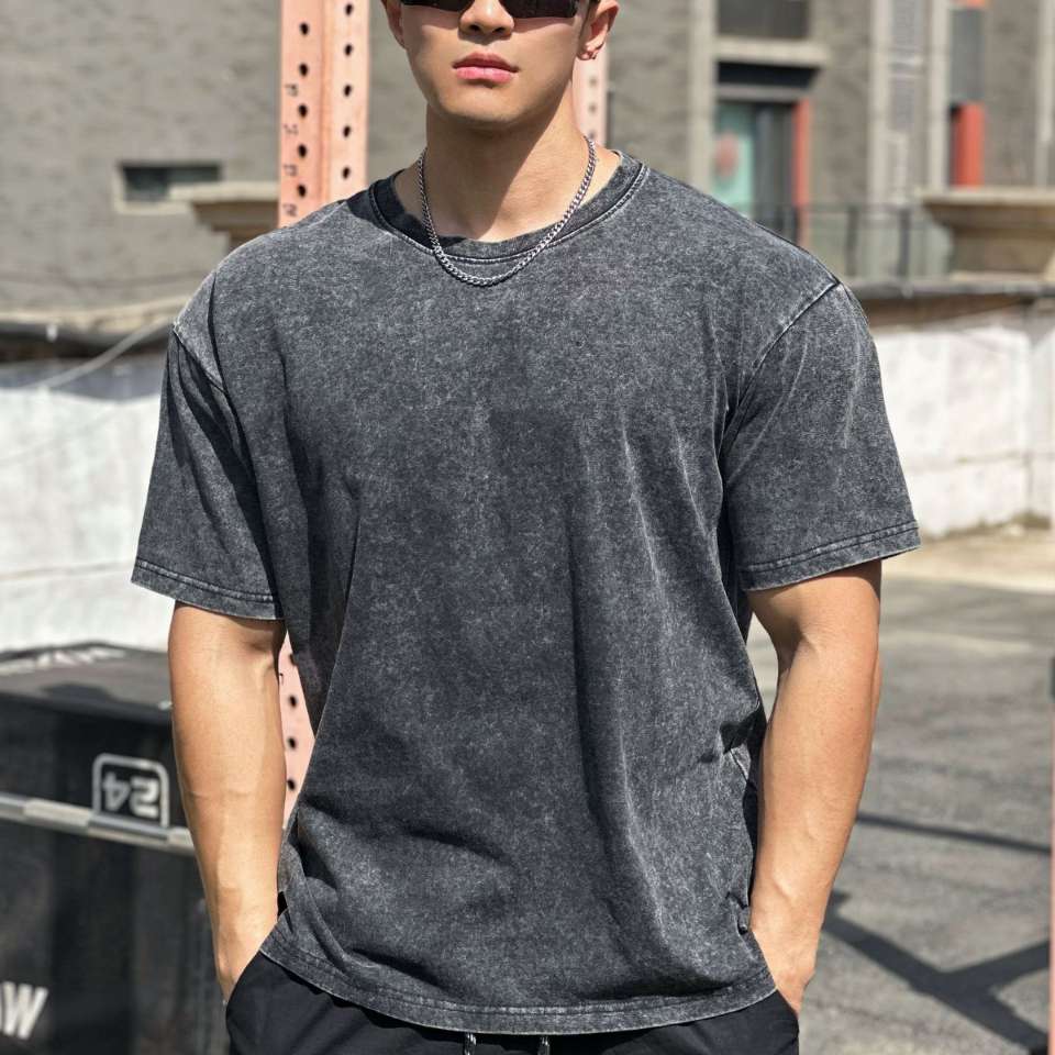 Mens Distressed Washed 100%cotton T Shirt WASH-TX102 print logo 6