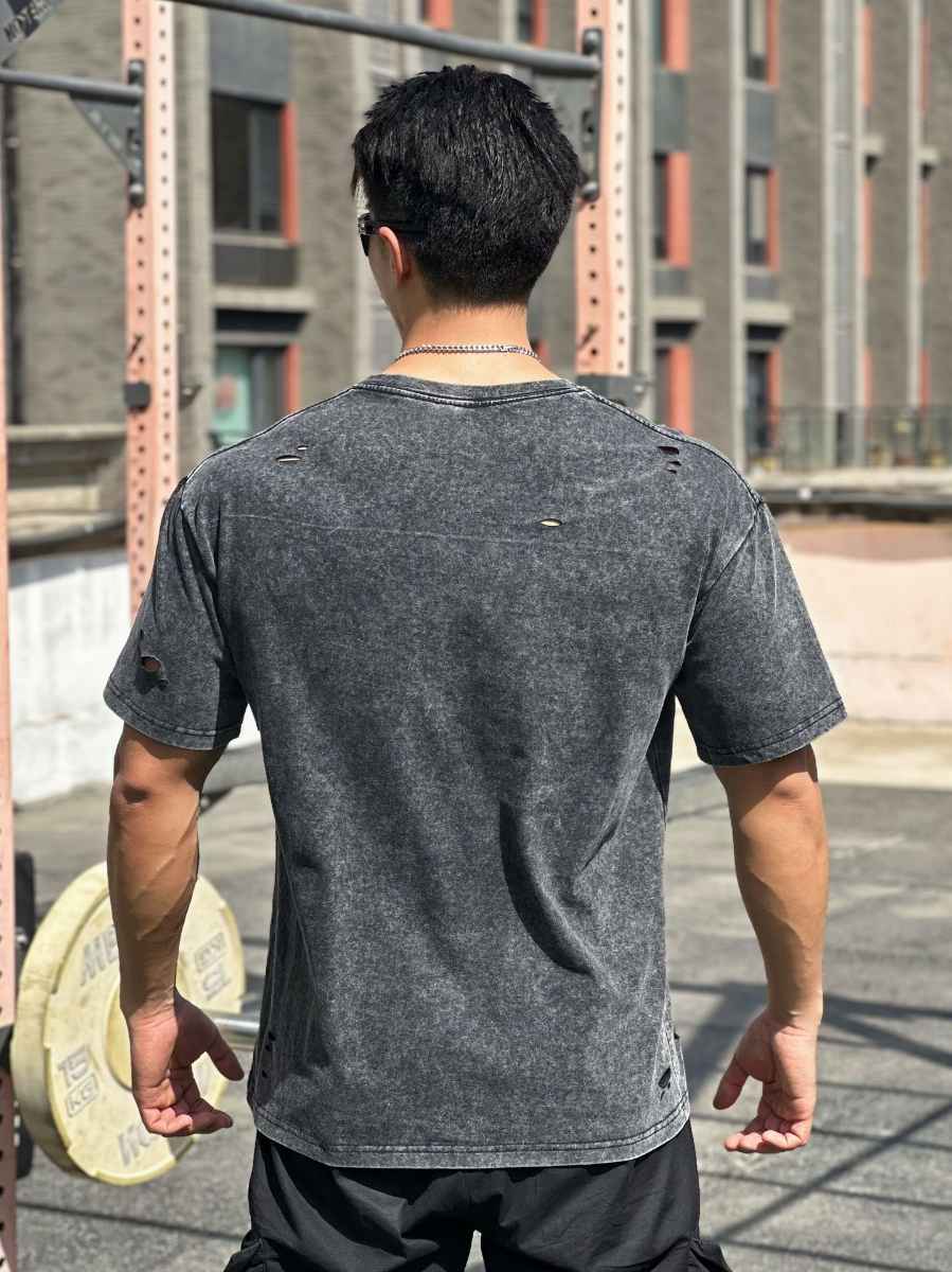 Mens Distressed Washed 100%cotton T Shirt WASH-TX102 print logo 18