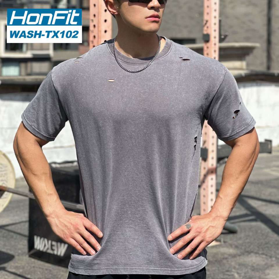 Mens Distressed Washed 100%cotton T Shirt WASH-TX102 print logo 22
