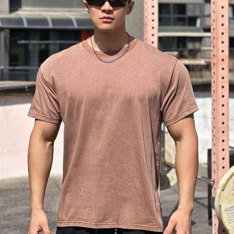 Mens Distressed Washed 100%cotton T Shirt WASH-TX102 print logo 7