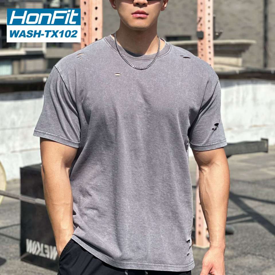 Mens Distressed Washed 100%cotton T Shirt WASH-TX102 print logo 23