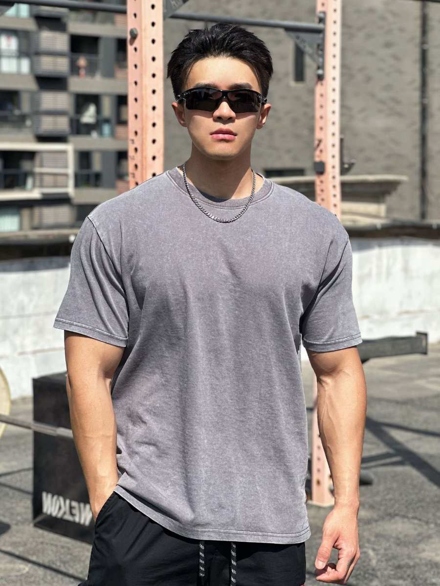 Mens Distressed Washed 100%cotton T Shirt WASH-TX102 print logo 31