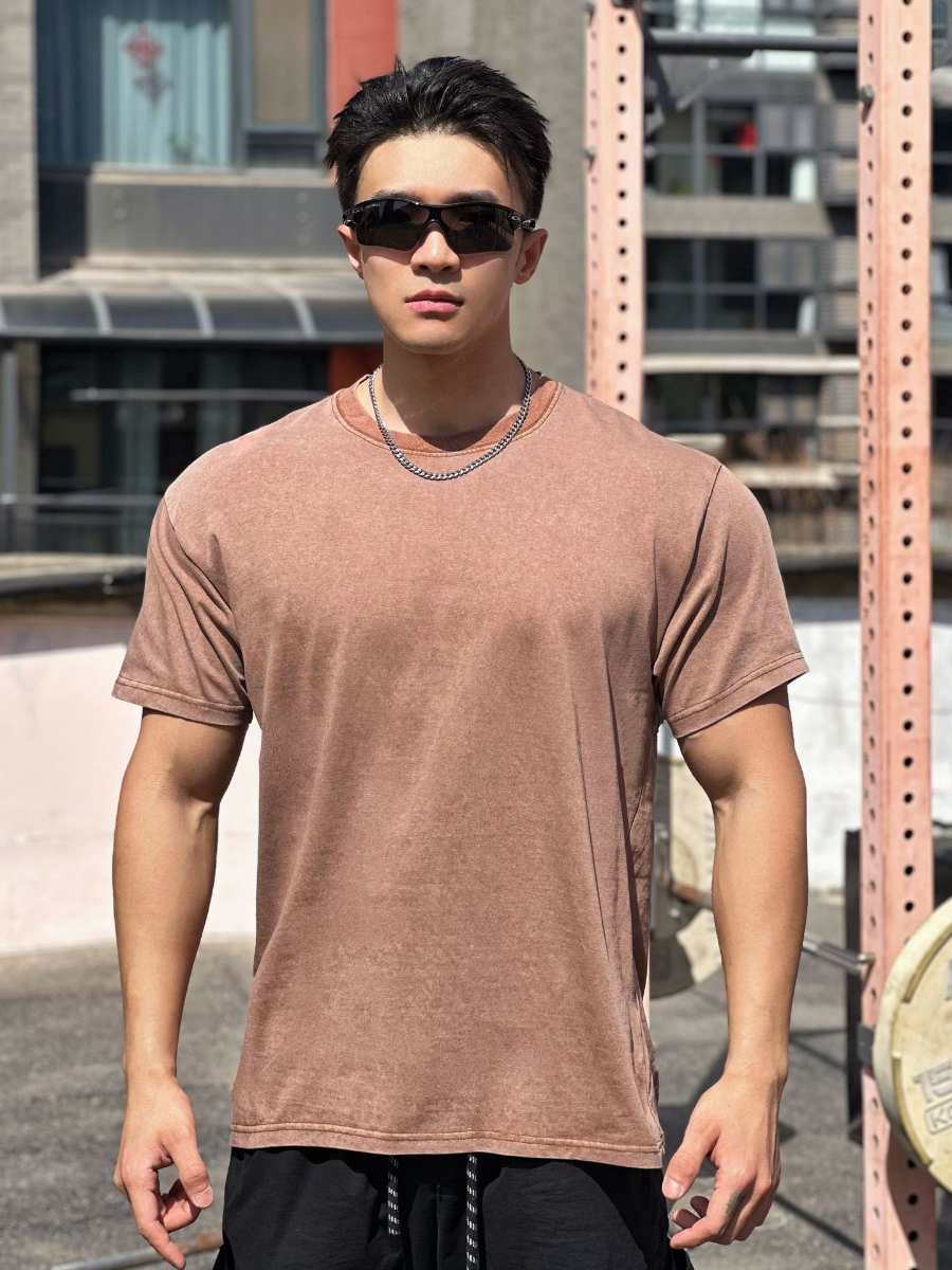Mens Distressed Washed 100%cotton T Shirt WASH-TX102 print logo 19
