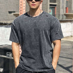 Mens Distressed Washed 100%cotton T Shirt WASH-TX102 print logo 32