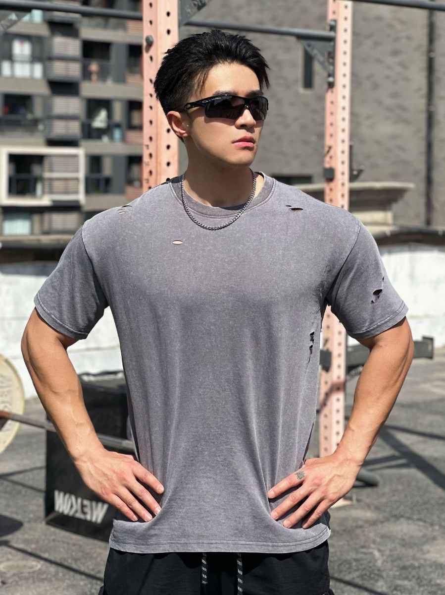 Mens Distressed Washed 100%cotton T Shirt WASH-TX102 print logo 28