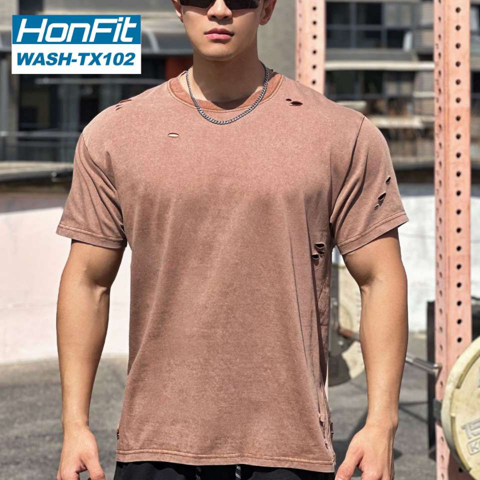 Mens Distressed Washed 100%cotton T Shirt WASH-TX102 print logo 24