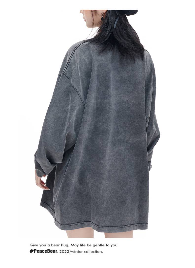 Washed Oversized 100%cotton Long Shirt WASH-ZJCX230 print logo 25