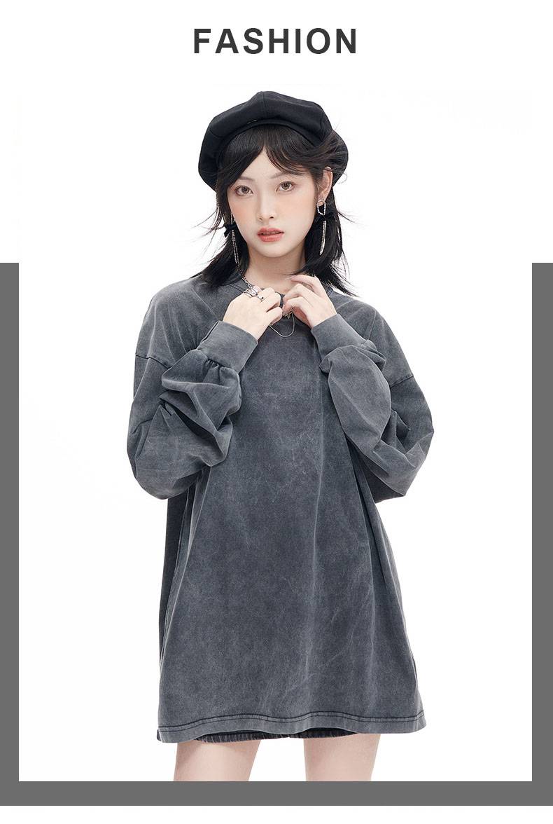 Washed Oversized 100%cotton Long Shirt WASH-ZJCX230 print logo 17