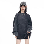 Washed Oversized 100%cotton Long Shirt WASH-ZJCX230 print logo 1