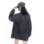 Washed Oversized 100%cotton Long Shirt WASH-ZJCX230 print logo 2