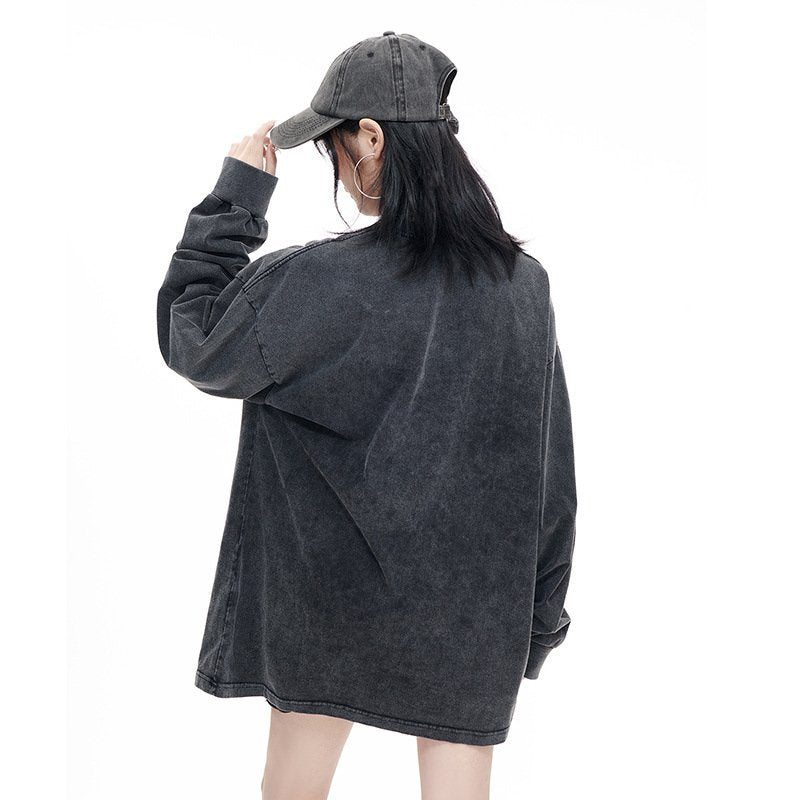 Washed Oversized 100%cotton Long Shirt WASH-ZJCX230 print logo 2