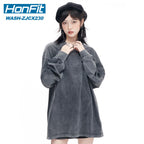 Washed Oversized 100%cotton Long Shirt WASH-ZJCX230 print logo 7