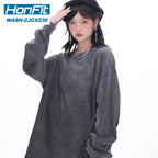 Washed Oversized 100%cotton Long Shirt WASH-ZJCX230 print logo 3
