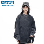 Washed Oversized 100%cotton Long Shirt WASH-ZJCX230 print logo 4