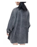Washed Oversized 100%cotton Long Shirt WASH-ZJCX230 print logo 24