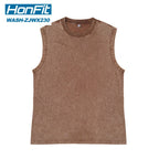 Mens Washed Streetwear 100%cotton Tank Top WASH-ZJWX230 print logo 9