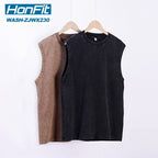 Mens Washed Streetwear 100%cotton Tank Top WASH-ZJWX230 print logo 6