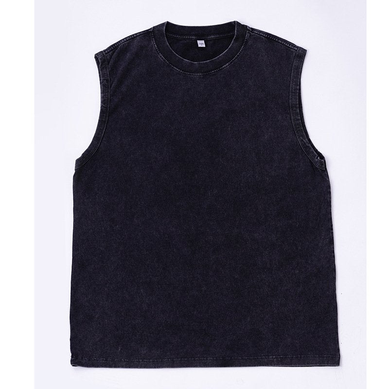 Mens Washed Streetwear 100%cotton Tank Top WASH-ZJWX230 print logo 3