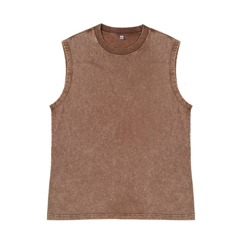 Mens Washed Streetwear 100%cotton Tank Top WASH-ZJWX230 print logo 4