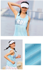 Custom 80GSM 100%polyester Lightweight Women's Running Singlet WR24 print logo 17