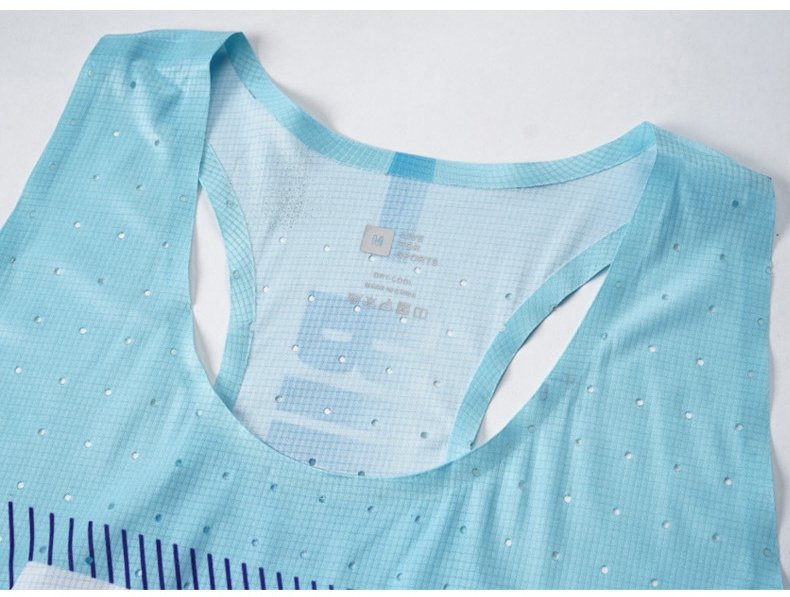 Custom 80GSM 100%polyester Lightweight Women's Running Singlet WR24 print logo 9