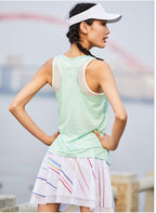 Custom 80GSM 100%polyester Lightweight Women's Running Singlet WR24 print logo 18