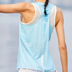 Custom 80GSM 100%polyester Lightweight Women's Running Singlet WR24 print logo 3