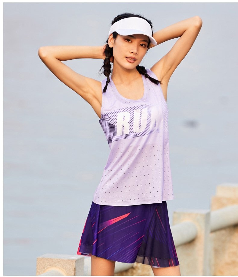 Custom 80GSM 100%polyester Lightweight Women's Running Singlet WR24 print logo 7