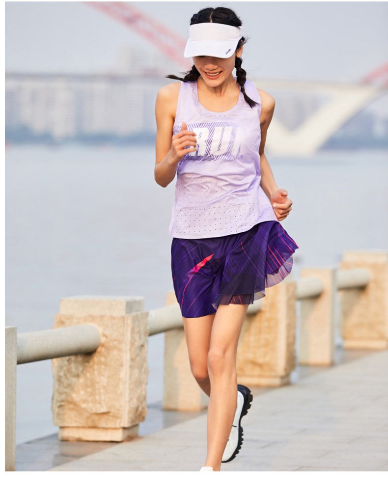 Custom 80GSM 100%polyester Lightweight Women's Running Singlet WR24 print logo 15