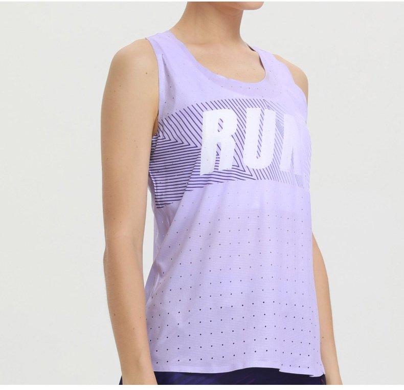 Custom 80GSM 100%polyester Lightweight Women's Running Singlet WR24 print logo 16
