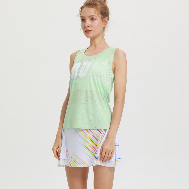 Custom 80GSM 100%polyester Lightweight Women's Running Singlet WR24 print logo 4