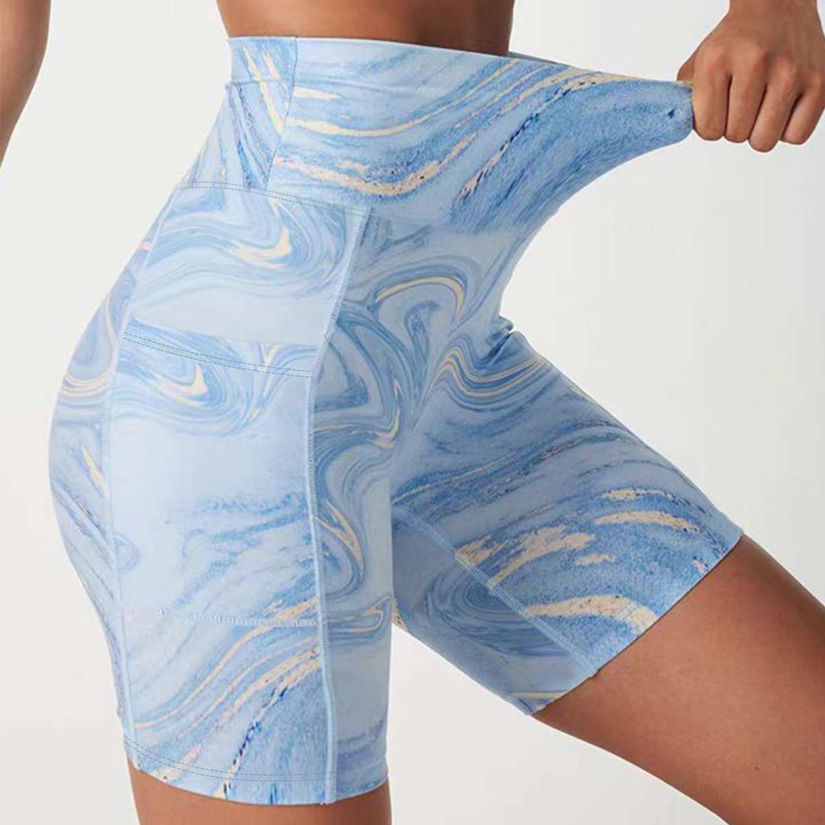 Womens Sports Yoga 90%Polyester 10%Spandex Shorts XY0401 print logo 4
