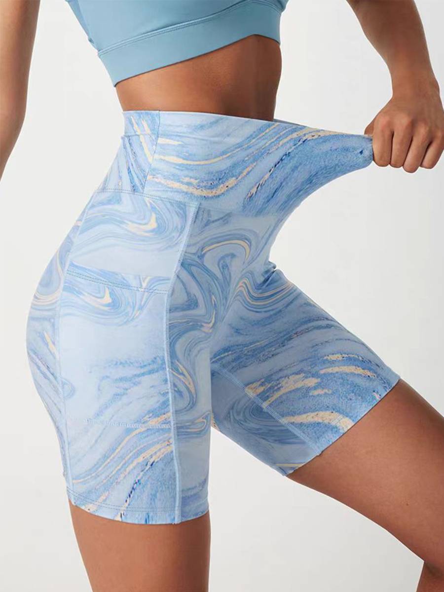 Womens Sports Yoga 90%Polyester 10%Spandex Shorts XY0401 print logo 9