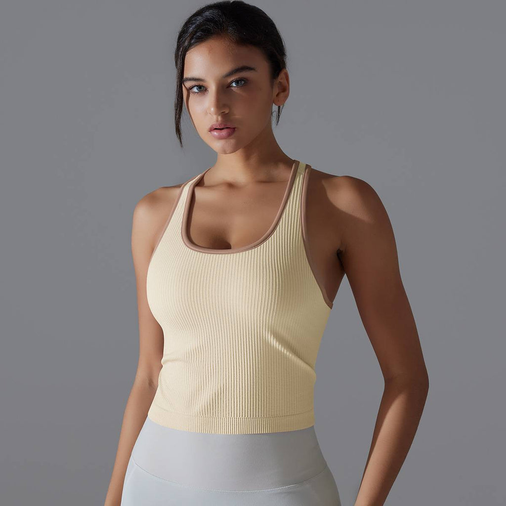 Womens Sports Fitness 90%Nylon 10%Spandex Tank Top Y-6633 print logo 45