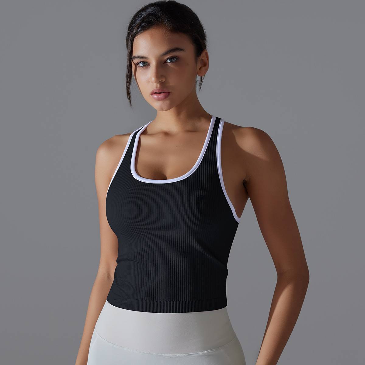 Womens Sports Fitness 90%Nylon 10%Spandex Tank Top Y-6633 print logo 65
