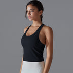 Womens Sports Fitness 90%Nylon 10%Spandex Tank Top Y-6633 print logo 57