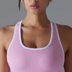 Womens Sports Fitness 90%Nylon 10%Spandex Tank Top Y-6633 print logo 81