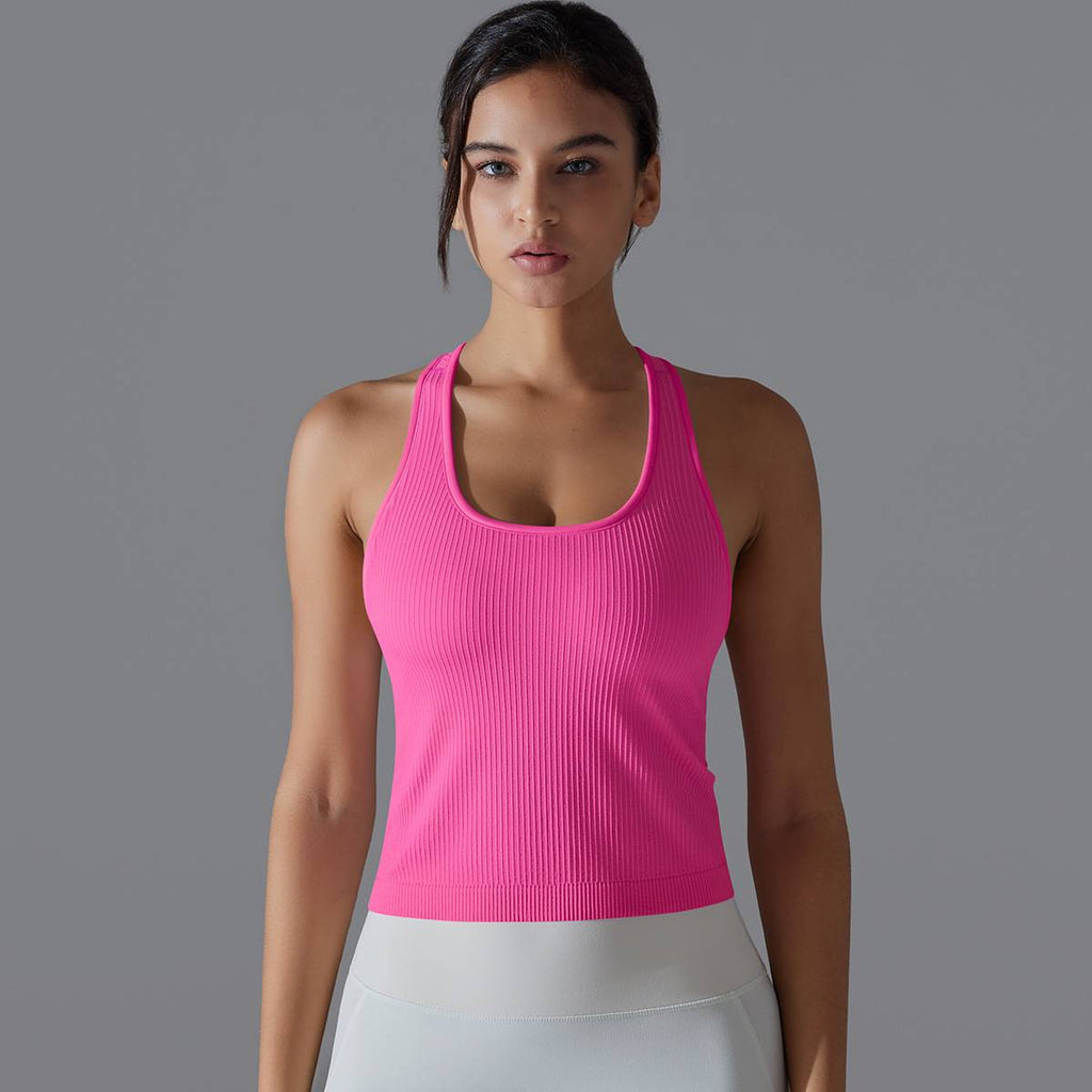 Womens Sports Fitness 90%Nylon 10%Spandex Tank Top Y-6633 print logo 73