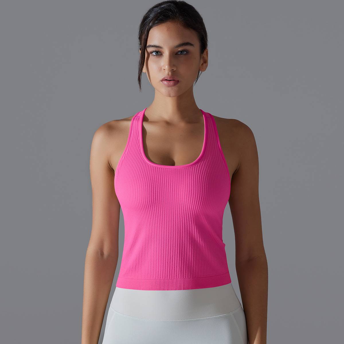 Womens Sports Fitness 90%Nylon 10%Spandex Tank Top Y-6633 print logo 73