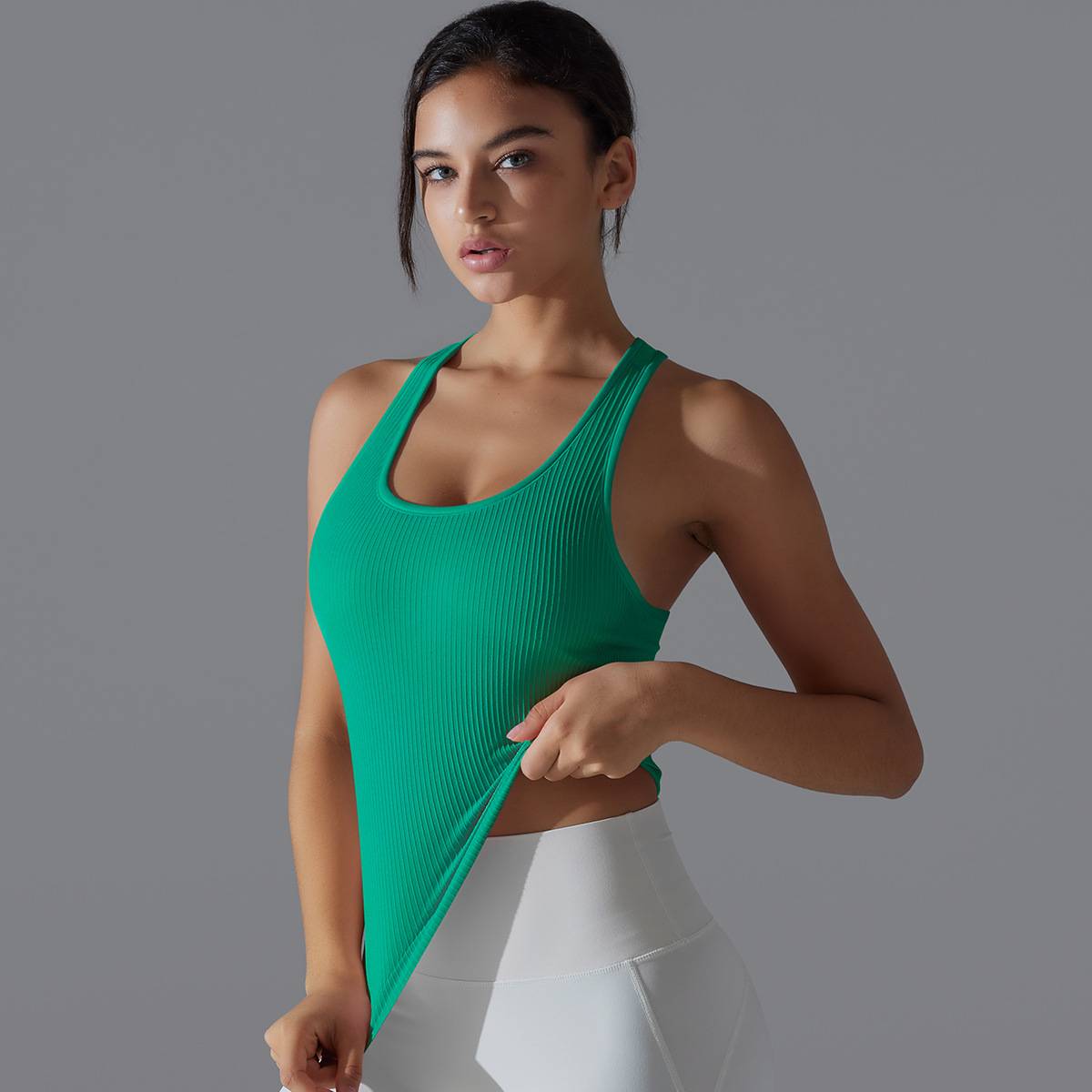 Womens Sports Fitness 90%Nylon 10%Spandex Tank Top Y-6633 print logo 13