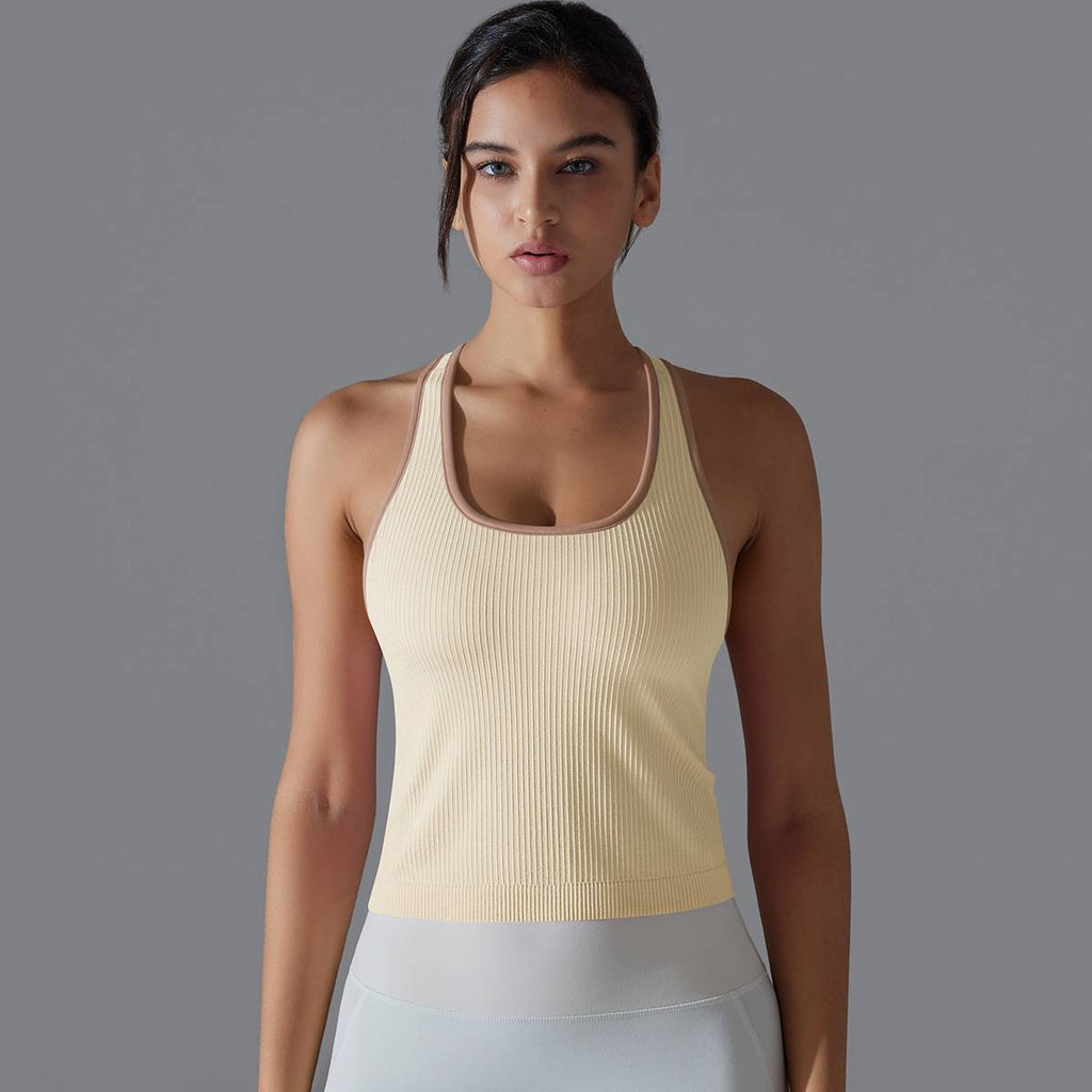 Womens Sports Fitness 90%Nylon 10%Spandex Tank Top Y-6633 print logo 41