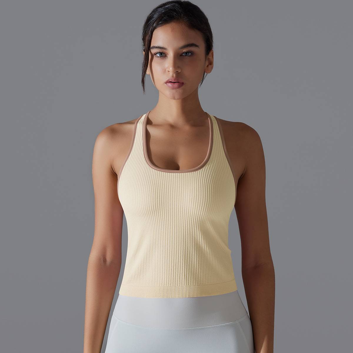 Womens Sports Fitness 90%Nylon 10%Spandex Tank Top Y-6633 print logo 41