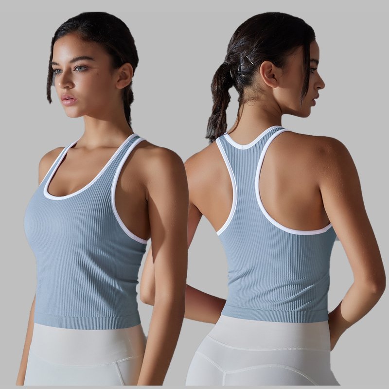 Womens Sports Fitness 90%Nylon 10%Spandex Tank Top Y-6633 print logo 25
