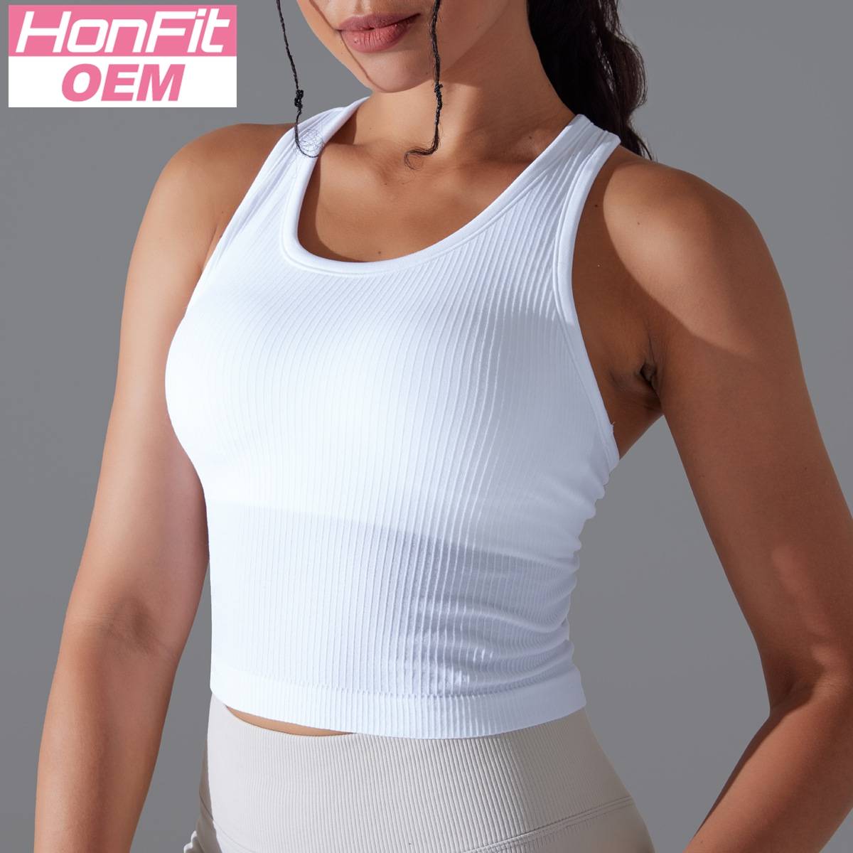Womens Sports Fitness 90%Nylon 10%Spandex Tank Top Y-6633 print logo 26