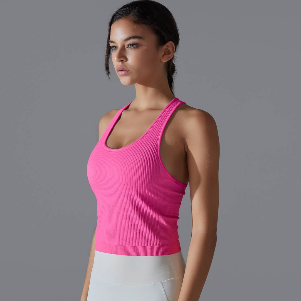 Womens Sports Fitness 90%Nylon 10%Spandex Tank Top Y-6633 print logo 74