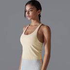 Womens Sports Fitness 90%Nylon 10%Spandex Tank Top Y-6633 print logo 42