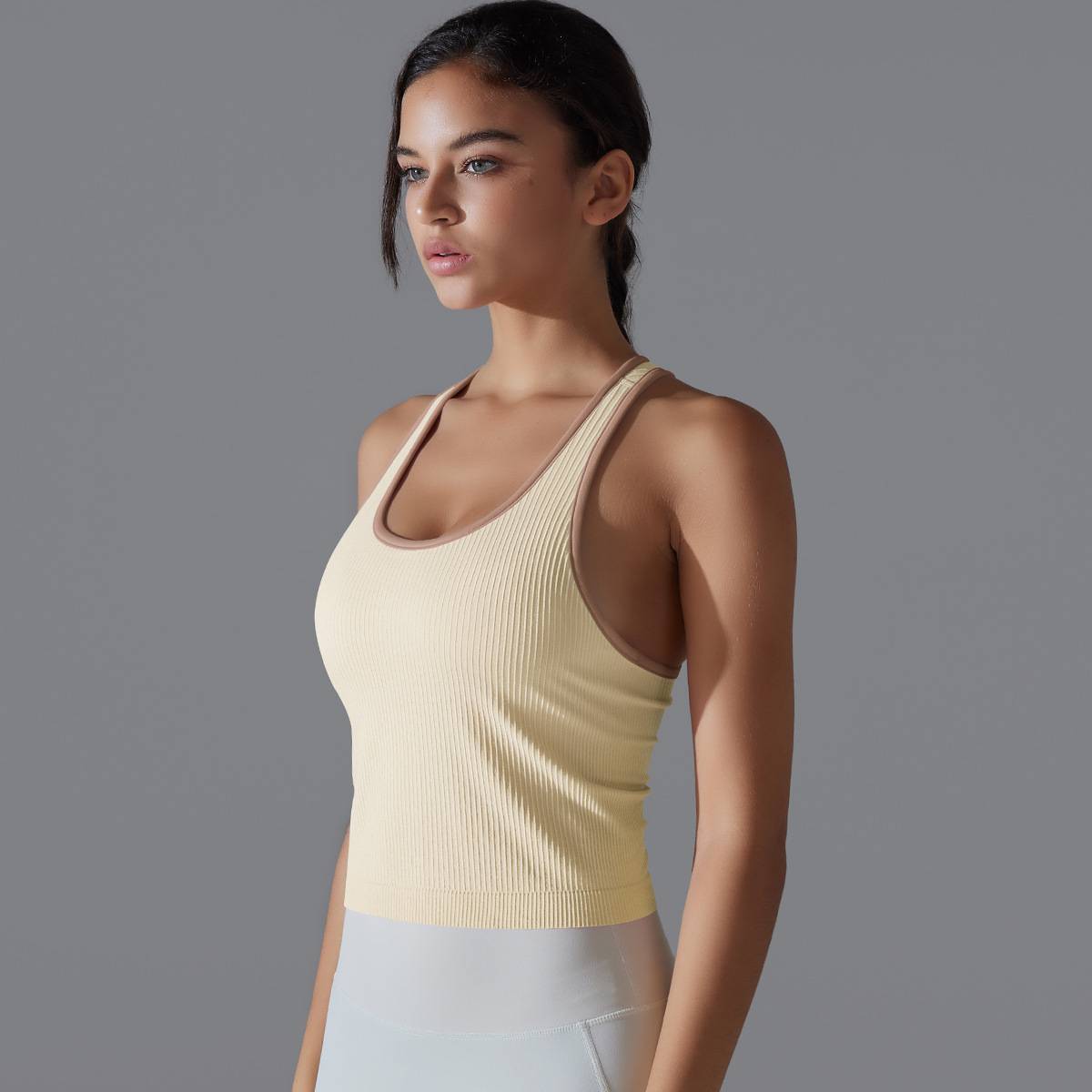 Womens Sports Fitness 90%Nylon 10%Spandex Tank Top Y-6633 print logo 42