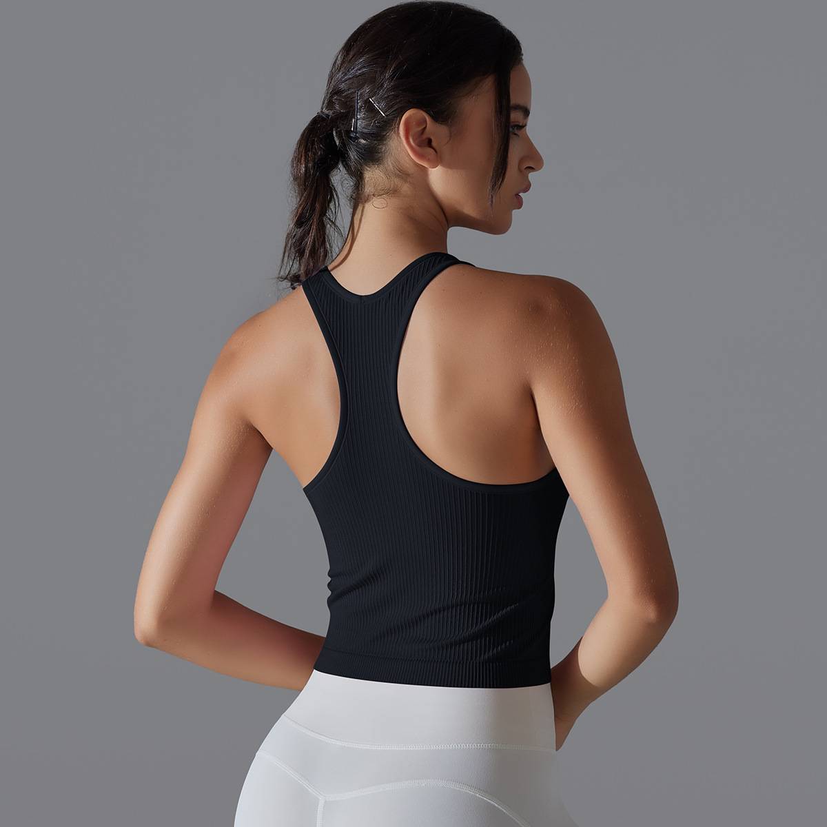 Womens Sports Fitness 90%Nylon 10%Spandex Tank Top Y-6633 print logo 58