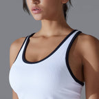 Womens Sports Fitness 90%Nylon 10%Spandex Tank Top Y-6633 print logo 38